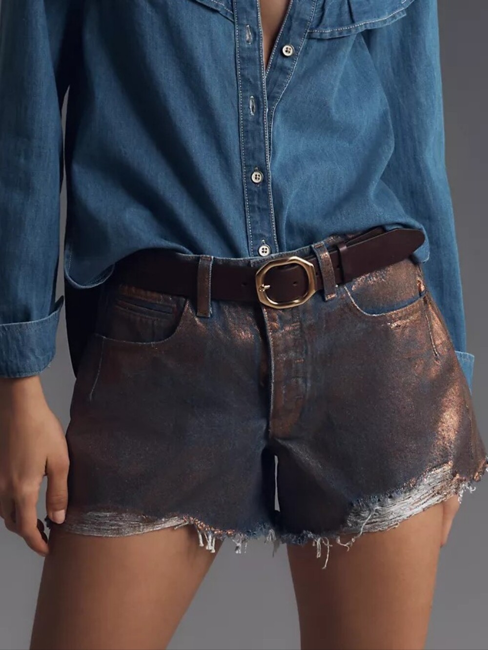 Anthropologie Pilcro The Devon Denim Shorts Coated Edition 25 - Picture 2 of 10